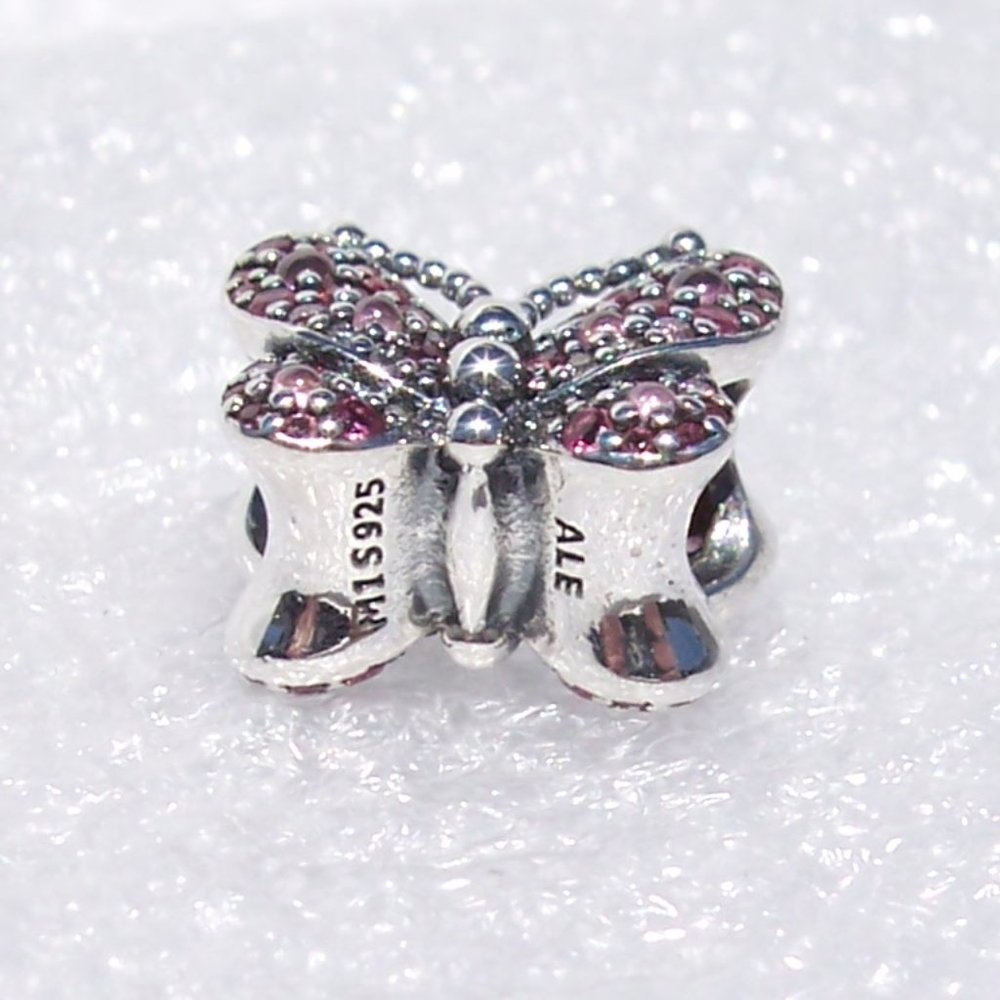 Pandora Dazzling PINK Butterfly Bracelet Charm - Picture 5 of 8